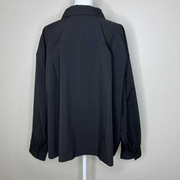 Athleta Black Long Sleeve Cropped Button Up Stretch Tech Top Plus Size 1X NWT - Picture 9 of 16